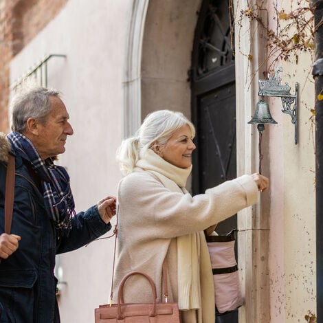 Campanella Da Muro In Ghisa Verde - Design Antico Con Nave Decorativa, 24x10x16cm