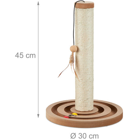 Relaxdays Tiragraffi per Gatti, Albero Tira Graffi, Palo Graffiatoio, Corda  in Sisal e Palline, HxD: 45