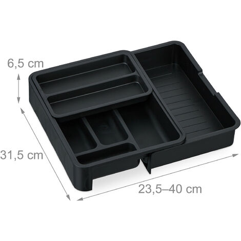 Relaxdays Portaposate Cassetto, Regolabile, 5-7 Scomparti, HLP 5x28,5x36 cm, Organizer Cucina in bambù, Marrone Naturale