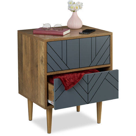 URBNLIVING Comodino Sottile In Legno Grigio | Altezza 70 Cm, Con Cassetto E Mensola Aperta | Per Piccoli Spazi, Lato Divano
