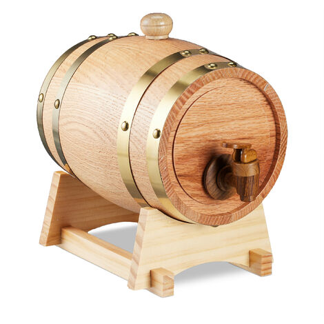 Botte In Legno Di Quercia Da 1,25 Litri Per Whisky E Vino, Con Rubinetto E Supporto, Aspetto Rustico, Regalo Originale