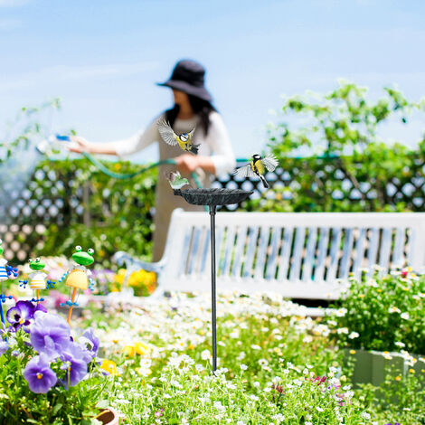 Abbeveratoio Per Uccelli In Ghisa - Vintage, Con Statuina, 24x21x18 Cm