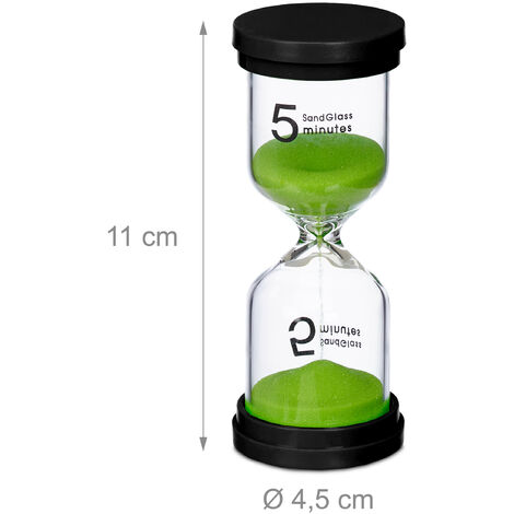 Relaxdays Clessidra per Bambini, Set 5 Timer Cucina 1, 5, 10, 15, 30  Minuti, 11 x 4,5 cm Orologio per Bambini, Colorato