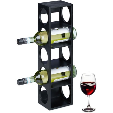 Étagère à Vin En Bambou Relaxdays - Pour 5 Bouteilles - 53x14x12cm - Stockage Horizontal Blanc