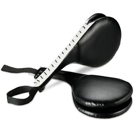 Relaxdays Set 2 Colpitori da Taekwondo, Allenamento Arti Marziali, Pad da Kick Boxing, Calci Karate, 51x18,5x8 cm, Nero