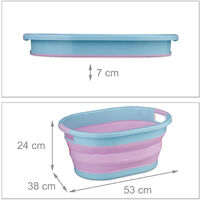 Cesto Portabiancheria Pieghevole 28L - Ovale, Celeste, Salvaspazio - Foto 8