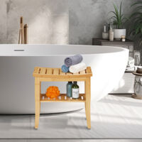 Sgabello Poggiapiedi In Bambù Relaxdays - 24,5x25x27 Cm, Portata 100 Kg, Naturale Per Casa E Bagno - Foto 9