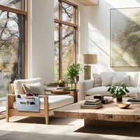 Organizer Da Divano Relaxdays | 5 Tasche In Feltro Bianco | Porta Telecomando, Libri, Occhiali - Foto 10