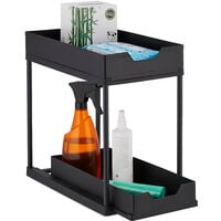 Relaxdays Organizer Mobile Sottolavello, Scaffale a 2 Ripiani Estraibile,  37 x 22 x 40 cm, Mensola