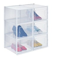 6x scatole scarpe plastica storage box trasparenti multiuso