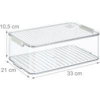 Relaxdays Organizer Per Frigorifero Trasparente 18x37x29,5 Cm - Contenitore Con Manici Per Alimenti - BPA Free