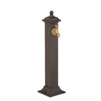 Relaxdays Fontana da Giardino in Stile Antico, Fontanella a Colonna con Rubinetto Acqua, HLP: 71x17x21 cm, Marrone Scuro