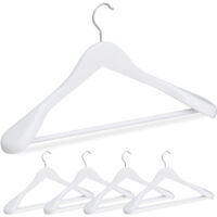 Relaxdays Grucce Appendiabiti Set da 5, Spalle Larghe, Gancio Girevole 360°, Asta per Pantaloni, Appendini Legno, Bianco