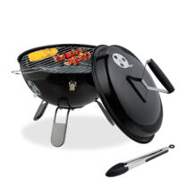 Relaxdays Barbecue A Sfera Portatile 37 Cm – Carbonella Con Coperchio, Valvola Aria, Pinze Incluse, Per Campeggio E Giardino