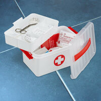 Armadietto Pronto Soccorso Per Medicinali – 5 Scomparti, Serratura Di Sicurezza, Dimensioni 53x53x14,5 Cm, Bianco