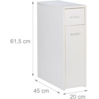 Mobiletto Stretto Con Ruote Relaxdays - 2 Ripiani Per Bagno E Cucina, Bianco