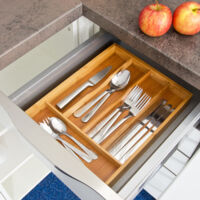 Portaposate In Bambù 6 Scomparti - Organizer Da Cassetto Per Cucina 27,5x46cm - Foto 5