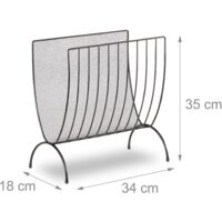 Portariviste In Metallo Relaxdays - Da Terra, Design Moderno, Nero, 35x34x18cm - Foto 12