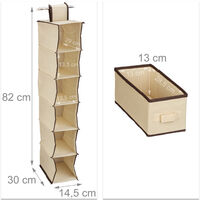 Relaxdays Organizer Armadio per Stoffa, 6 Scomparti, 2 Cassetti, Scaffale da  Appendere 82 x 14,4 x 30 cm, Beige