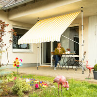 Senza Forare a Righe Gialle Larga 350 cm Regolabile Protezione per Il Balcone Relaxdays Tenda da Sole a Manovella Bianco 350 x 120 cm 