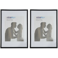 Relaxdays Set da 2 Cornici Portafoto, 20x30 cm, Passe Partout 15x20 cm, Ritaglio Vetro, Appoggiare o Appendere, Nero