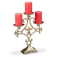 Relaxdays Portacandele a Quattro Bracci, Design a Corna di Cervo, Candelabro  Vintage per Candele Lunghe, Ghisa, Bianco