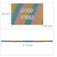 Relaxdays Zerbino Fibra Di Cocco Hello Summer 60x40 Cm | Tappeto Ingresso Interno/Esterno Antiscivolo Con Frase Estiva