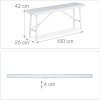 Panchine Pieghevoli Relaxdays - Set Da 2, Bianco, 100x42x25cm, Per Esterno - Foto 12
