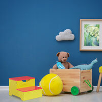 Relaxdays Sgabello per Bambini, per Cameretta, Bagno, Cucina, 2 Scalini, Realizzato in MDF, HLP: 25x33x36 cm, Lilla/Rosa