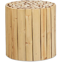 Relaxdays Porta Vaso, Legno, Rotondo, Naturale, Sgabello per Piante &  Fiori, Supporto per Interni, 41 x 40,5 cm, marrone