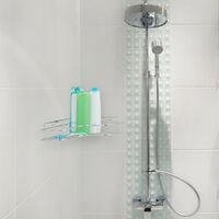 Relaxdays Mensola Portaoggetti Doccia, Acciaio Inox, Senza Trapano, Angolare,  Supporti Adesivi, 7x26,5x26,5, Argentato