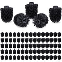 5x Spazzole per Scopino da Bagno, Ciuffo di Ricambio Spazzolone WC,  Filettatura 9,5 mm, Diametro 7 cm, Nero