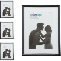 Set da 4 Cornici Portafoto, 15x20 cm, Passe Partout 10x15 cm, Decorazione Accessori da Appoggiare o Appendere, Nero