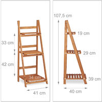 Scaletta Portafiori In Legno Bianco Con 2 Ripiani – Supporto Pieghevole Per Piante, Decorazioni E Candele – Dimensioni 66x42x32 Cm
