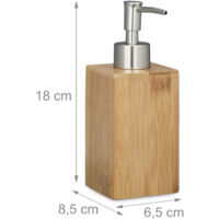 5x Portasapone Liquido In Bambù Squadrato, Manuale, HxLxP: 18 x 6,5 x 8 cm,  Dispenser