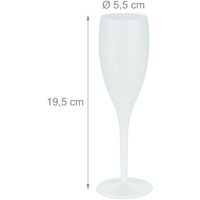 Relaxdays Flute in Plastica, Set 6 Calici, Vino Spumante Frizzante,  Bicchieri Riutilizzabili, Senza BPA, 140 ml, Bianco