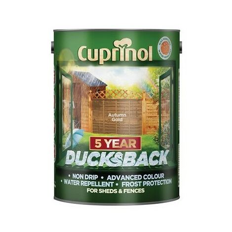 Cuprinol 5111363 Ducksback 5 Year Waterproof for Sheds & Fences Autumn Gold 5 Litre