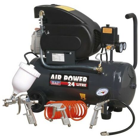 Sealey SAC2420EPK Compressor 24 Litre Direct Drive 2hp with 4pc Air Accessory Kit