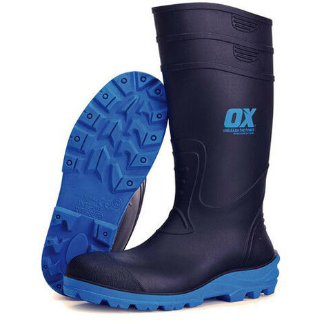 OX S242410 Safety Wellington Boot Size 10 Black With Safety Toe And Midsole