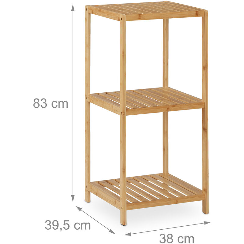 Estantería sobre WC con 3 estantes de bambú natural de 60x25x161 cm