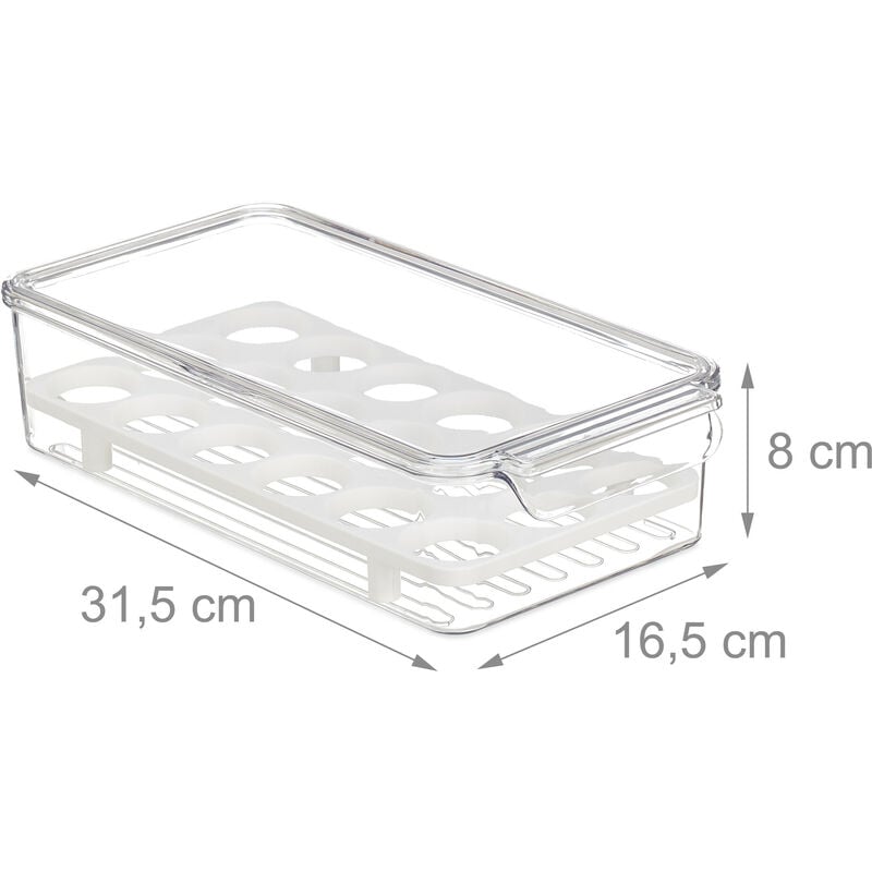 Huevera Contenedor Organizador Plastico Tapa Apilable X15 Color Blanco