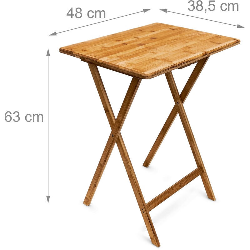 Mesita plegable de bambú marrón de 49x37x65 cm