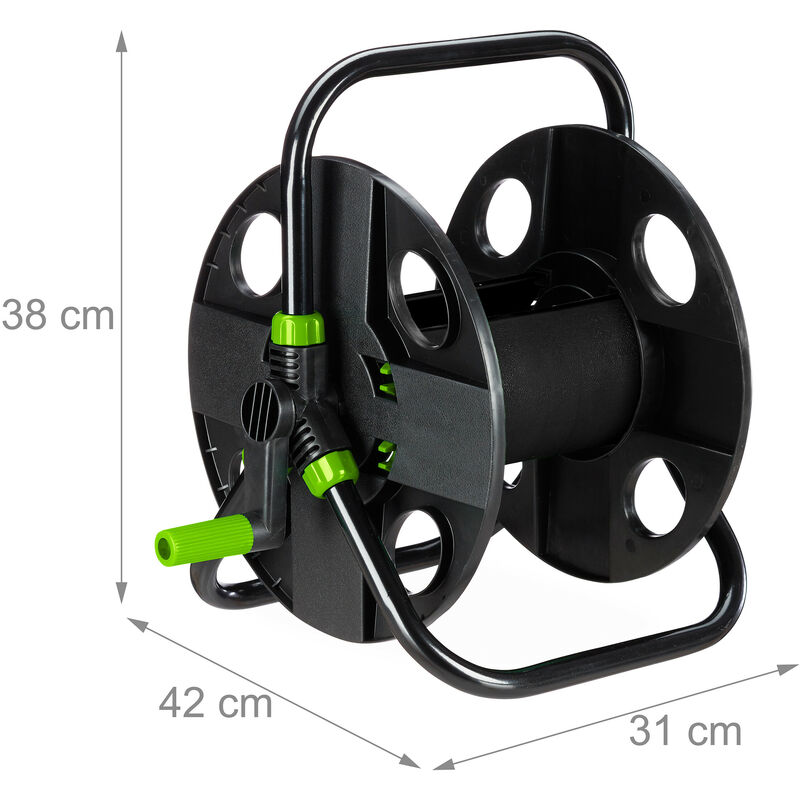 4 Enrolladores de manguera para la pared, 5/8 pulgadas (15 mm), Para 60m,  Soporte para el jardín, 1 Ud., Verde