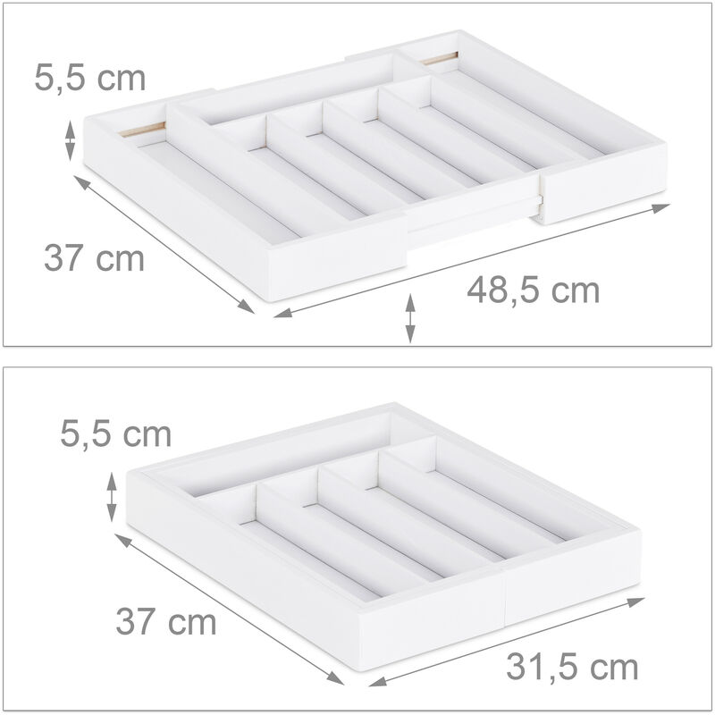 Cubertero Extensible de Bambú Blanco 5-7 Compartimentos – Shopavia