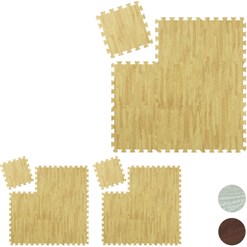 Pack 6 baldosas de goma eva 30 x 30 x 1 cm, color imitación madera.  Esterilla, puzzle para suelo de fitness y gimnasio, alfombri