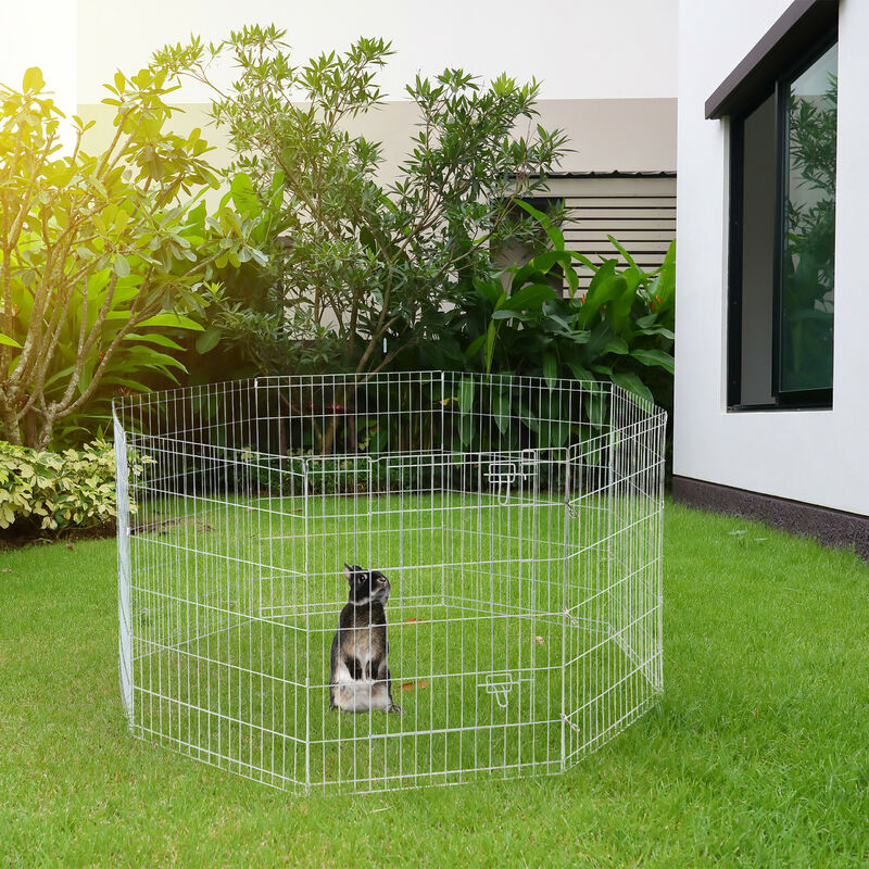 Parque Jaula Mascota Corral 8 Vallas para Perro Entrenamiento con Puerta  63x76 cm