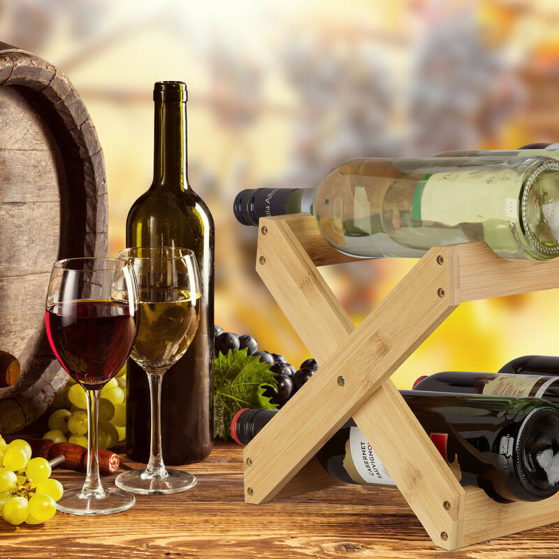 Relaxdays Botellero Vino Apilable hasta 36 Botellas, Bambú, Marrón, 2  niveles