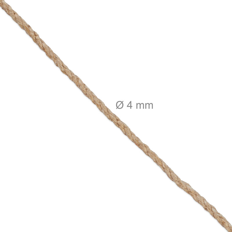 Relaxdays 2 Rollos de Cuerda de Yute de 4 mm, 45 m cada uno, Biodegradable,  Manualidades