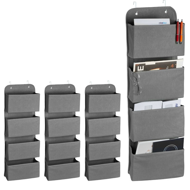 Organizador ajustable sobre la puerta, almacenamiento de puerta colgante  con 4 cestas de metal y soporte de pared de bolsillo de PVC, fuerte soporte