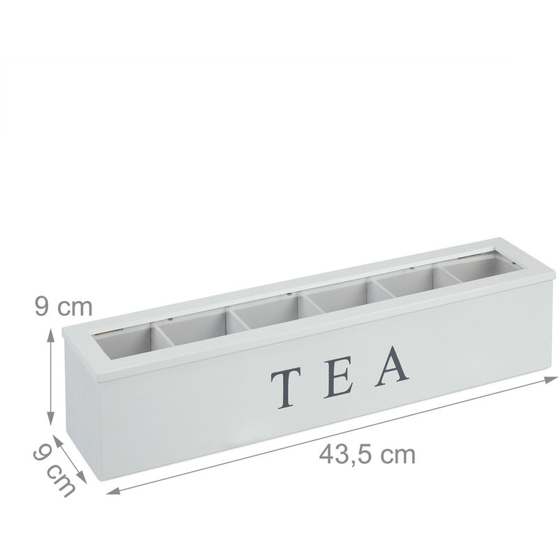 Relaxdays Caja Té, Ventana en la Tapa y 8 Compartimentos, Organizador  Infusiones, Con Cajón, 11x33x20 cm, Bambú, Marrón